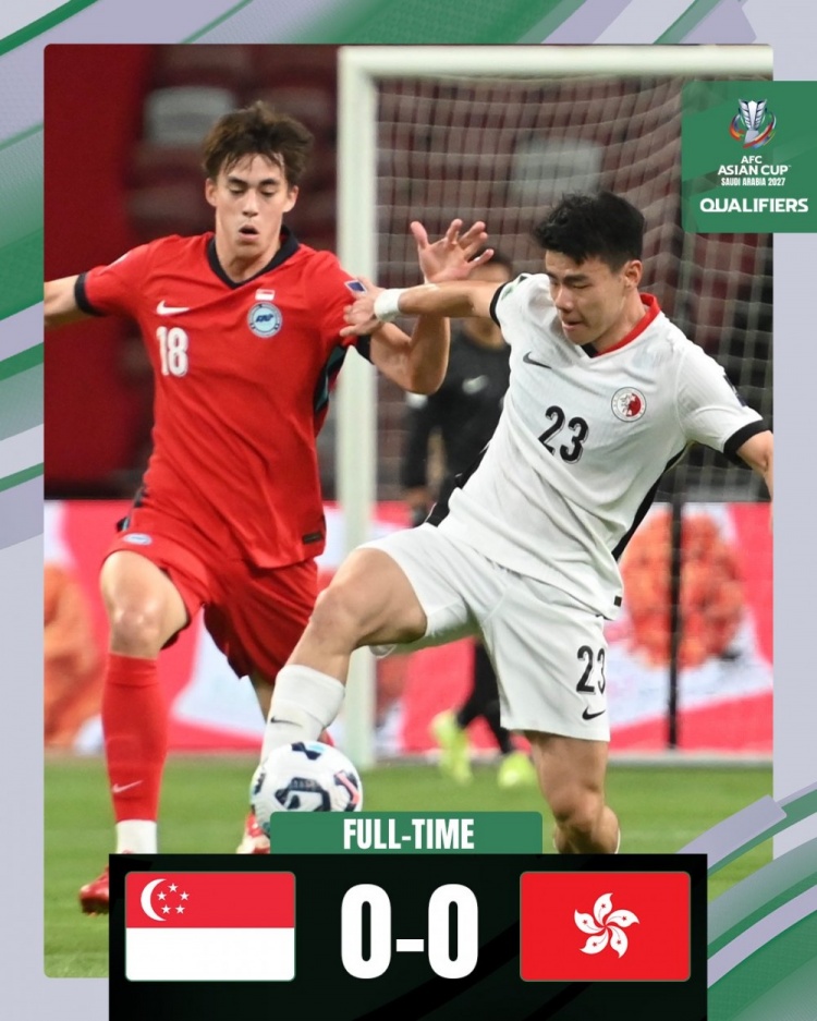 2027年亞預(yù)賽第三階段首輪，新加坡隊(duì)0-0戰(zhàn)平中國(guó)香港隊(duì)