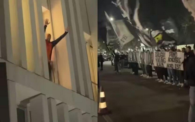 都體：尤文球迷來(lái)到酒店外支持新主帥，圖多爾向球迷們揮手致意